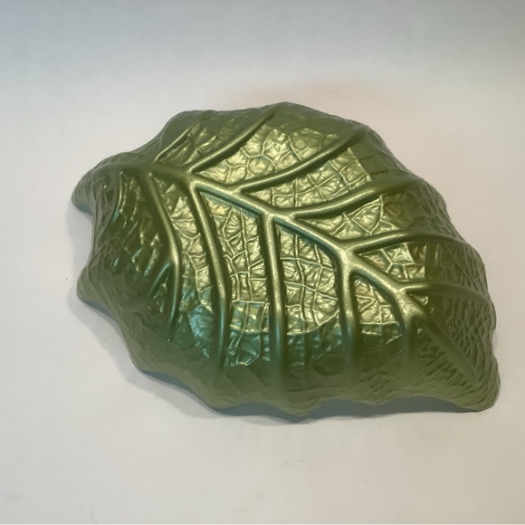 Akcam Glass Bowl Iridescent Frosted Leaf Shape Art Handmade Turkey Green Purple - Picture 8 of 14